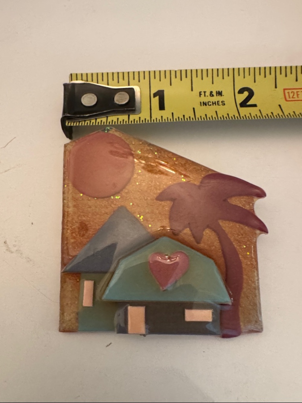 FLORIDA LUCINDA PIN PALM TREE TURQUOISE SUN BEACH VINTAGE BROOCH